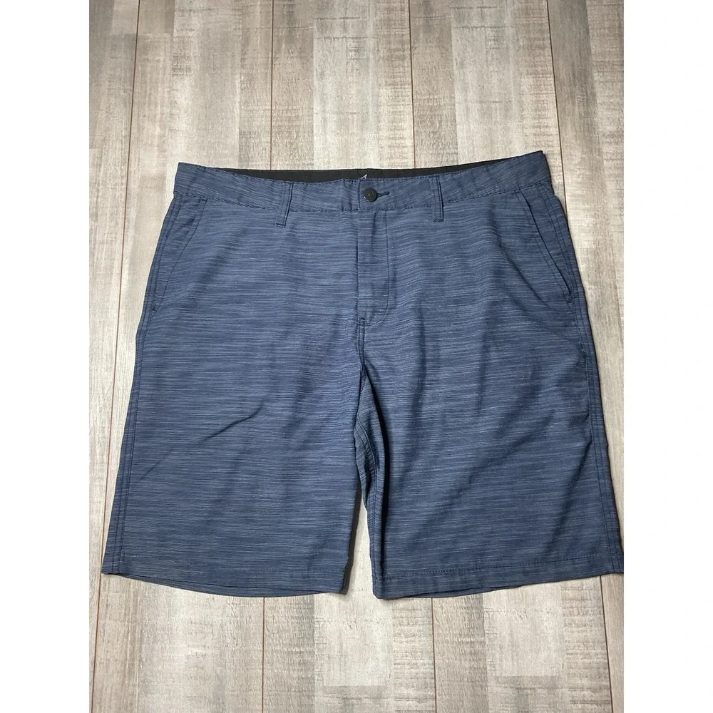 Atlantis Performance Weather Gear Hybrid Stretch Navy Blue Stripe Shorts Size 38